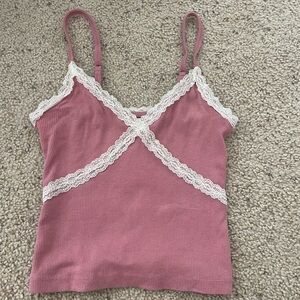 Hollister Pink Lace Trim Cami Top